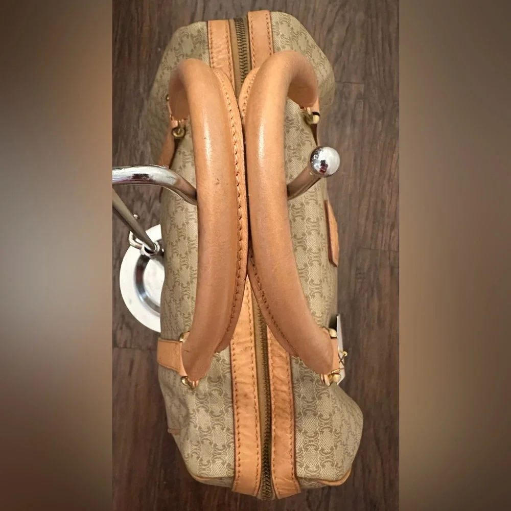 Celine Macadam Boston Bag Beige / Light Brown Coated Canvas - Picture 15 of 16